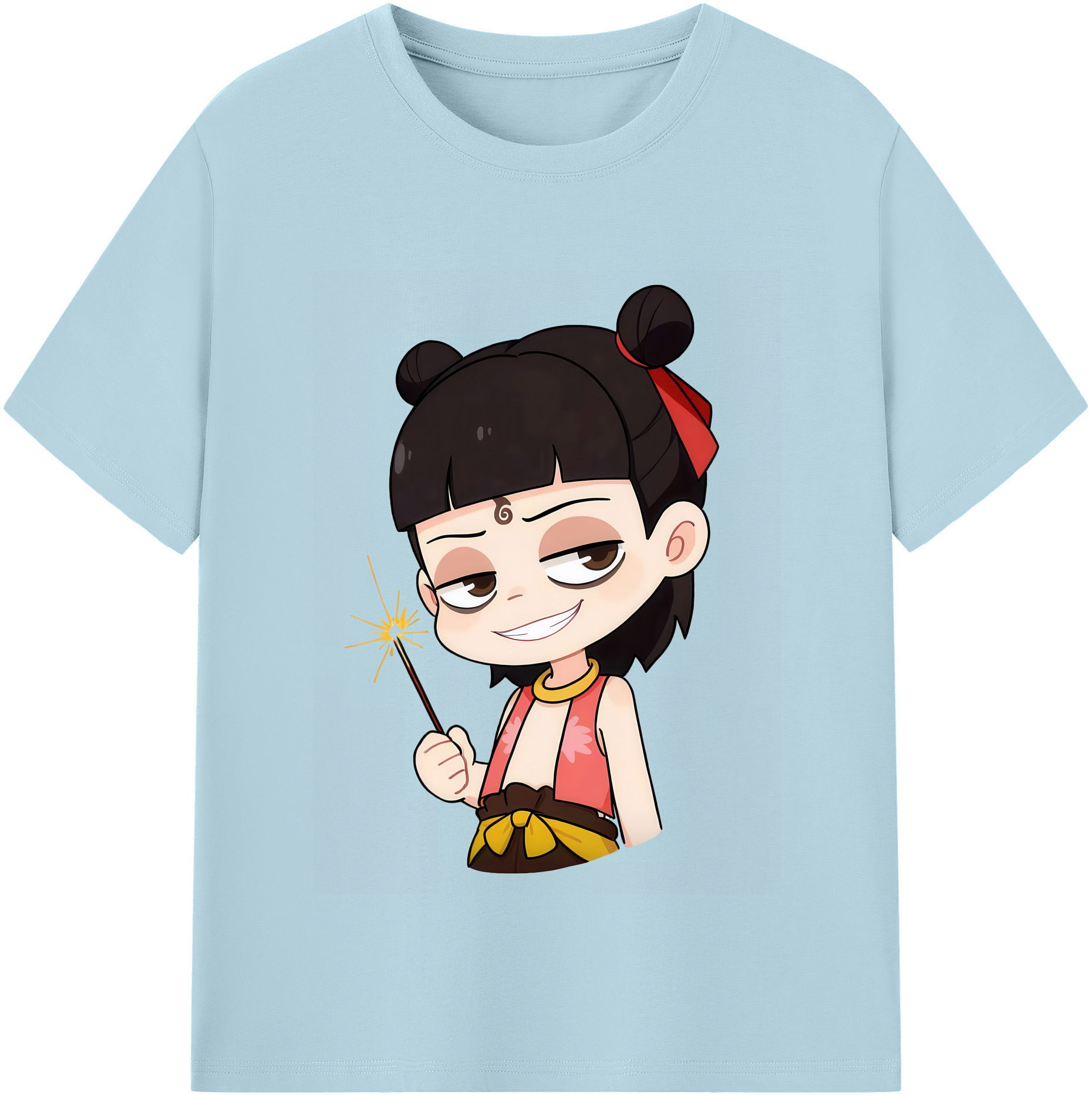 （画像用） Ne Zha 2 ナタ 魔童の大暴れ 綿100％半袖Tシャツ（フロントプリント）